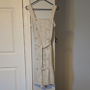 A New Day White and Tan Patterned Midi Dress